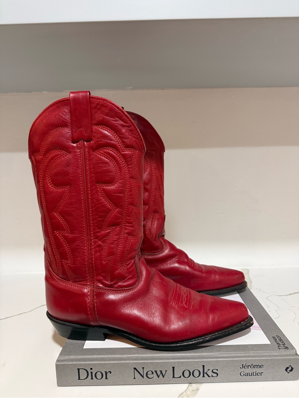 Vintage Vittorio Ricci Studio Red Leather Cowboy Boots